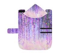 Kjovgcb Soft Pet Towel Coat for Dogs Cats, Absorbent Bathrobe Quick-Dry Bath Robe with Hood Adjustable Collar & Belly Strap, M Print Abstract Violet Wisteria Flowers