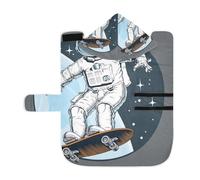 Kjovgcb Soft Pet Towel Coat for Dogs Cats, Absorbent Bathrobe Quick-Dry Bath Robe with Hood Adjustable Collar & Belly Strap, S Print Astronaut Rides on Skateboard Through The Space