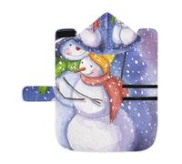 Kjovgcb Soft Pet Towel Coat for Dogs Cats, Absorbent Bathrobe Quick-Dry Bath Robe with Hood Adjustable Collar & Belly Strap, S Print Mr. Snowman and Mrs. Snowman Bird Snow Day Blue