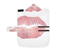 Kjovgcb Soft Pet Towel Coat for Dogs Cats, Absorbent Bathrobe Quick-Dry Bath Robe with Hood Adjustable Collar & Belly Strap, M Print Rose Golden Sexy Woman Female Lip On White