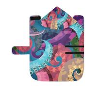 Kjovgcb Soft Pet Towel Coat for Dogs Cats, Absorbent Bathrobe Quick-Dry Bath Robe with Hood Adjustable Collar & Belly Strap, M Print Colorful Octopus Tentacles On Blue