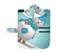 Kjovgcb Soft Pet Towel Coat for Dogs Cats, Absorbent Bathrobe Quick-Dry Bath Robe with Hood Adjustable Collar & Belly Strap, S Print Christmas Snowman Skating On Skateboard Snowflakes