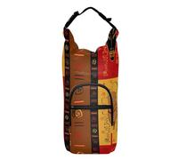 Kjovgcb Water Bottle Sling Sleeve Bag, Bottle Carrier Holder Case Cover with Removable Strap Travel Mug Cup Storage with Pockets Print Tribal African Masks Ethnic Afro American Ornament Style
