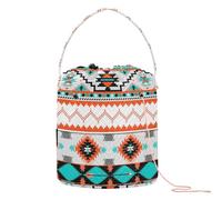 Kjovgcb Yarn Storage Knitting Basket Bin, Polyester Crochet Bag Pockets Dividers Box Organizer with Handle for Home Travel 8.3x11 in Print Seamless Colorful Aztec Tribal Enthic Pattern