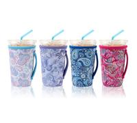 KJQJLY 4 Pack Iced Coffee Sleeve,reusable Neoprene Cup Sleeves Suitable For Beverage Sleeves For Hot And Cold Coffee Or Ice Drink Coffee cup sleeve for Starbucks coffee cup