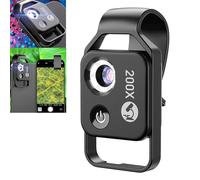 KJSAGFIUGF Nanozoom 200x Magnification Zoom, Nanozoom High-Tech Clip-On Lens, Nanozoom Cell Phone Lens, Phone Microscope with CPL Lens/LED Light, Turns Any Smartphone into a Pro-Microscope (Black)