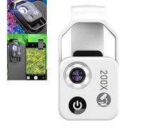 KJSAGFIUGF Nanozoom 200x Magnification Zoom, Nanozoom High-Tech Clip-On Lens, Nanozoom Cell Phone Lens, Phone Microscope with CPL Lens/LED Light, Turns Any Smartphone into a Pro-Microscope (White)