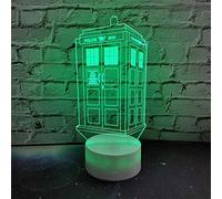 KJsdaADSA 3D Illusion Doctor Who Police Box Lamp - 16 Colors Change, Acrylic LED USB Table Light, Tardis Multi-Colored Bulbing Light - Kid Gift