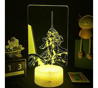 KJsdaADSA 3D Illusion Lamp Led Night Light Anime Neon Genesis Evangelion Figure Children Kids Birthday Gift Bedroom Bedside Decorative Lighting 7 Colors