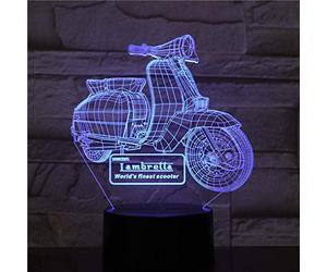 KJsdaADSA 3D Illusion Lamp Led Night Light Motorcycle Scooter 7 Colors USB Remote Touch Table Lamp Home Party Decoration Kids Gift