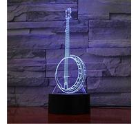KJsdaADSA 3D Led 7 Colors Changing Kids Gifts Creative Banjo Modelling Desk Lamp Musical Instruments Nightlight Home Decor Light Fixtures