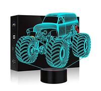 KJsdaADSA 3D Monster Truck Night Light Optical Lighting Car Effect Touch Switch USB Powered LED Decoration Night Desk Lamp -Remote Control