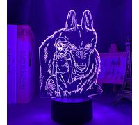 KJsdaADSA 3D Night Lamp Illusion Lamp LED Light Anime Princess Mononoke for Kids Bedroom Decor Night Light Birthday Gift Manga Room Desk 3D Lamp Princess Mononoke 7 Colors