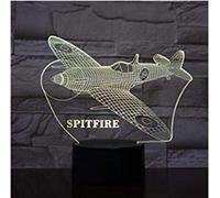 KJsdaADSA 3D Night Light Colorful Plane Spitfire Smart Remote Control Gradient Color Atmosphere Light Gift Touch Switch Room Decoration
