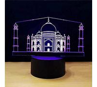 KJsdaADSA 3D Night Light Illusion Lamp Taj Mahal Building Modeling 16 Colors Change USB Church Table Lamp Home Decor Led Bedside Sleep Lighting