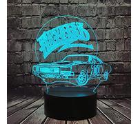 KJsdaADSA 3D Optical Illusion AUTO The Dukes of Hazzard car Model Night Light Cartoon Table Lamp for Decor Men Boy Bedroom Holiday Birthday Xmas Gift-7_Colors-no_Remote_Control