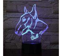 KJsdaADSA 3D Optical Illusion Night LightEnglish Bull Terrier Pet DogUSB Light Gift Children Decoration Kids Decor Home Baby Room Light Bedroom Toys-16 Colors