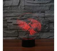 KJsdaADSA 7 Colors Round Arylic Shape 3D Illusion Fire Phoenix Red Bird USB 3D LED Night Baby Led Lamp for Bedroom Children Gifts Room Decoration