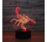 KJsdaADSA Jinson Well 3D Scorpion Lamp Optical Illusion Night Light, 7 Color Changing Touch Switch Table Desk Decoration Lamps Acrylic Flat USB Toy Remote Control