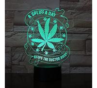 KJsdaADSA Maple Leaf 3D LED Table Lamp Cannabis Weed Night Light Optical Visual Illusion Home Decor Lighting Gift