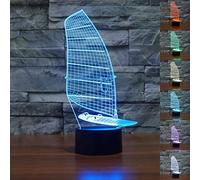 KJsdaADSA Sailboard Shape 3D Night Light 7 Colors Gradient Windsurfing USB LED Table lamp Room Decoration