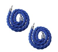 KJSHXYG Blue Crowd Control Stanchion Ropes Barrier with Silver Hooks, 2 Pack Heavy Duty Hanging Ropes for Queue Line Diversion (Blue 3ft/91cm)