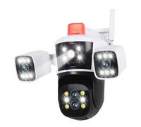 KJUEQ 10X PTZ Zoom Four Lens Smart Home Surveillance Camera Outdoor 360° Panoramic View Cameras 16MP 8K Video Security CCTV Track(Cam Add 128G Card)