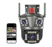 KJUEQ 12MP PTZ 8K Dual Lens Screen Camera Outdoor Three Screens Protection Motion Detection Outdoor CCTV Survalance IP Cameras(1_ONLY CAMERA)