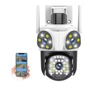 KJUEQ 15MP 8K IP Camera Three Lens Outdoor PTZ Camera 4X Zoom AI Tracking Surveillance Cameras Smart Security Protection CCTV Cam(15MP Camera Add 32G)