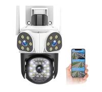 KJUEQ 15MP IP Camera Three Lens 4X Zoom Outdoor Wireless Security Camera Smart Security Protection PTZ CCTV Surveillance Cameras(15MP Camera Add 32G)
