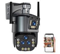 KJUEQ 16MP 8K IP Camera 20X Zoom Outdoor Wireless Security Camera 4K Four Lens PTZ Cam Smart Home CCTV Surveillance Cameras(8K Camera No Card)