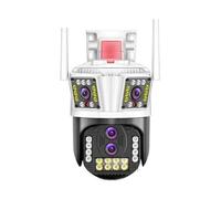 KJUEQ 16MP 8K IP Outdoor Camera PTZ Four Lens Three Screen 10X Hybrid Zoom Auto Tracking Audio IP66 Waterproof Security Camera(16MP Add 128G Card)