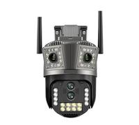 KJUEQ 16MP Four Lens Camera HD 10X Zoom Outdoor PTZ AI Mobile Detection Intelligent Tracking Color Light Night Vision Monitoring(16MP Add 128G Card)