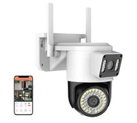 KJUEQ 2K 4MP IP Camera Dual Lens PTZ Camera Dual Screen Human Detect Auto Tracking Two Way Audio Video Surveillance Camera(4MP Camera add 32G)