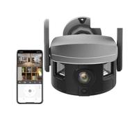 KJUEQ 4K 8MP Camera 180° Wide Angle Double Screen Output, Outdoor IP67 Waterproof Camera PTZ Control AI Tracking APP Automatic Warning(8MP Add 64GB Card)