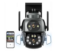 KJUEQ 4K 8MP Camera Dual Lens Dual Screen 2K 4MP Video Surveillance Camera Auto Tracking Outdoor Two Way Audio IP66 PTZ Camera(4K Camera Add 64G)