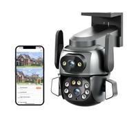 KJUEQ 4K 8MP Camera PTZ Dual Screen 8MM Binocular AI Body Automatic Tracking CCTV Security Intelligent IP66 Waterproof Monitoring(8MP Cam None Card)