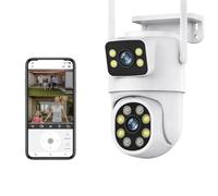KJUEQ 4K 8MP Dual Lens PTZ Camera Full HD Dual Screen Ai Human Auto Tracking Outdoor 4MP Security Video Surveillance Camera(4MP No SD Card)