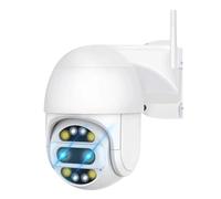 KJUEQ 4K 8MP Dual Lens PTZ Camera Outdoor 8X Zoom Video Camera Human Detection Wireless Surveillance Cameras Care(4MP Camera add 64G)