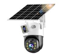 KJUEQ 4K 8MP Dual Lens PTZ Solar Camera Outdoor Dual Screen Human Tracking Secuity Color Night Vision Surveillance Camera(Cam 128GB)