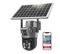 KJUEQ 4K 8MP Dual Lens Solar Camera Outdoor Security Surveillance Cameras With Solar Panel Human Detection 4G SIM PTZ CCTV Camera(4G Cam Add 128G)