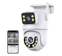 KJUEQ 4K 8MP Dual Screen Dual Lens Camera 2K PTZ Camera Outdoor IP66 Waterproof Auto Tracking Security Camera Surveillance(4MP No SD Card)
