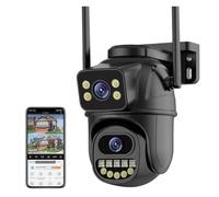 KJUEQ 4K 8MP HD PTZ Camera Outdoor 4MP Dual Lens Dual Screen AI Auto Tracking IP Camera CCTV Audio Video Surveillance P2P(8MP Add 128G Card)