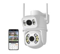KJUEQ 4K 8MP Outdoor Night Vision Dual Screen PTZ Camera Surveillance IP Camera Human Detection 4MP Security Protection CCTV(8MP Add 128G Card)
