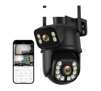 KJUEQ 4K 8MP PTZ Camera 4MP 4X Digital Zoom Dual Lens Dual Screen Auto Tracking CCTV Surveillance Outdoor IP Camera+(8MP Add 32G SD Card)