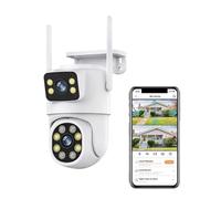 KJUEQ 4K 8MP PTZ Camera Dual Lens Dual Screen IP Camera Outdoor 4MP HD Auto Tracking Security Protection CCTV Surveillance(4MP NO Card)