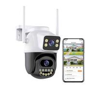 KJUEQ 4K 8MP PTZ Camera Dual Lens Dual Screen IP Camera Outdoor 4MP HD Auto Tracking Security Protection CCTV Surveillance(4MP NO CARD)