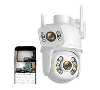 KJUEQ 4K 8MP PTZ Camera Outdoor Dual Lens 4MP 4X Digital Zoom AI Auto Tracking IP Camera CCTV Audio Video Surveillance(8MP Add 32G SD Card)