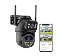 KJUEQ 4K 8MP Surveillance Camera, Dual Lens, 4X Digital Zoom, AI Human Detect,Outdoor Security PTZ IP Cameras(8MP Add 128G Card)