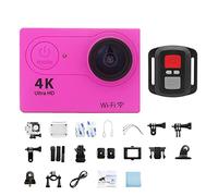 KJUEQ 4K Sports Camera 2.0-inch Screen Remote Control Action Camera Waterproof Underwater Helmet Video Recording Outdoor Camera(No Card,Pink-Telecontrol)